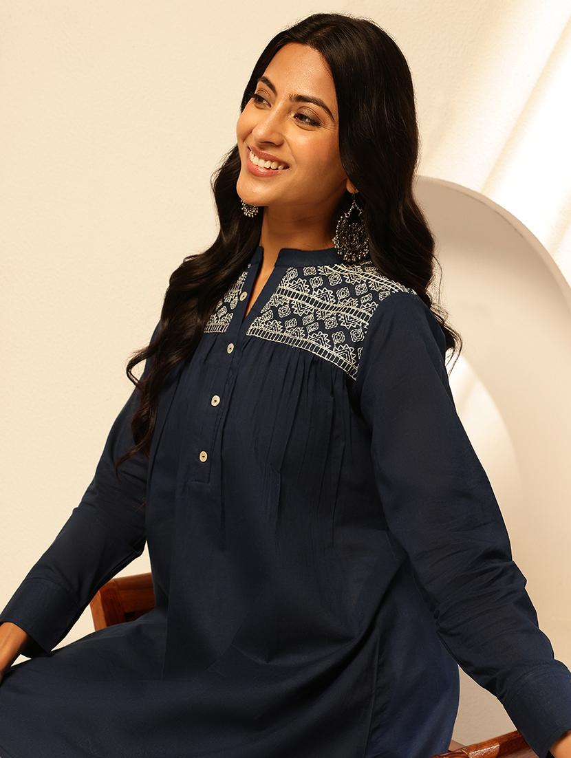 women embroidered long sleeves a-line kurti - 21910115 - Standard Image - 5
