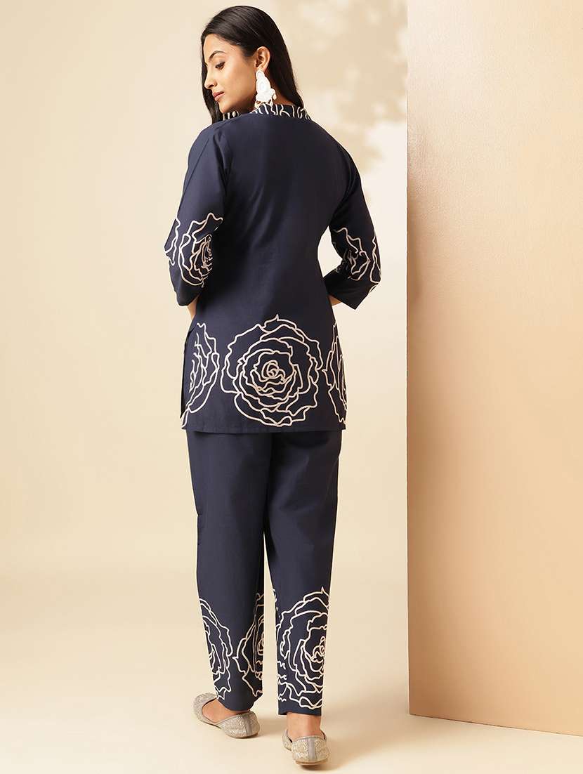 women floral three quarter sleeve ethnic co-ord set - 21910122 -  Standard Image - 3