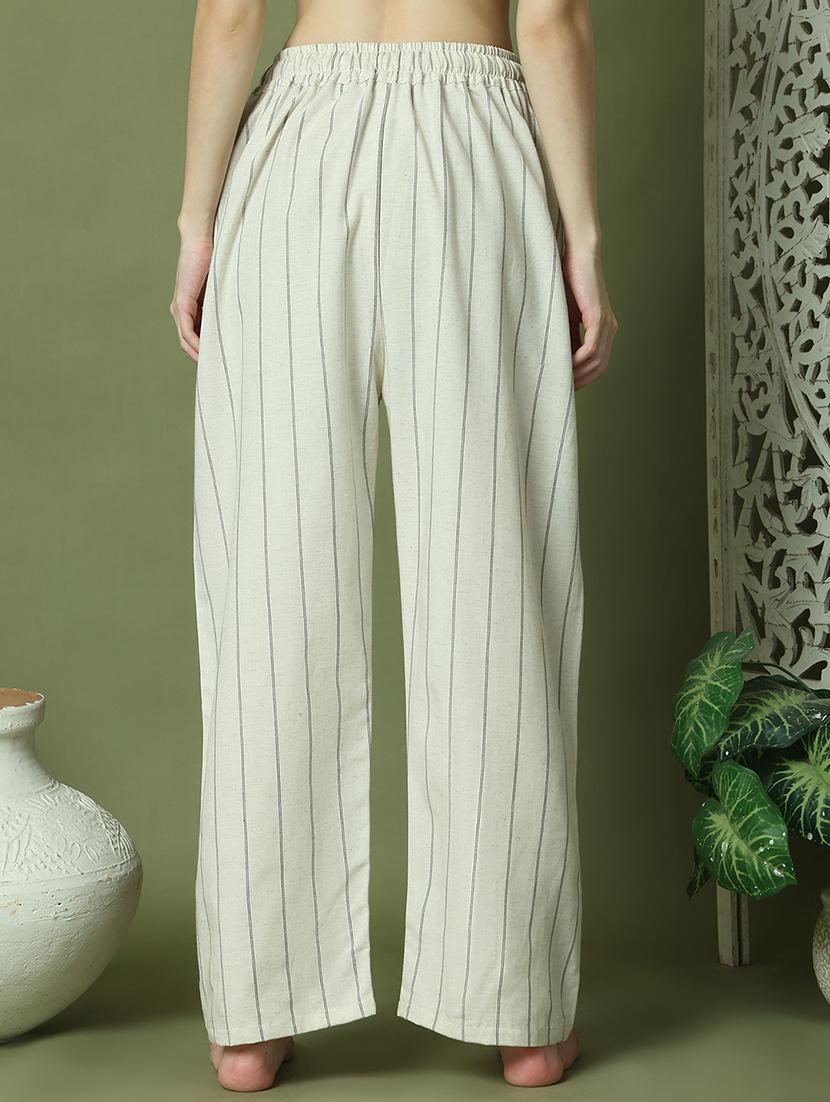 women striped mid rise loungewear pyjama - 21910142 - Standard Image - 3