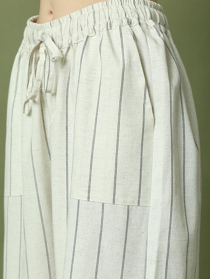women striped mid rise loungewear pyjama - 21910142 - Standard Image - 5