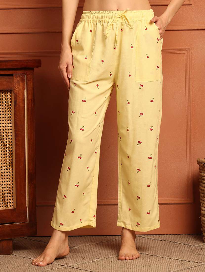 women printed mid rise loungewear pyjama