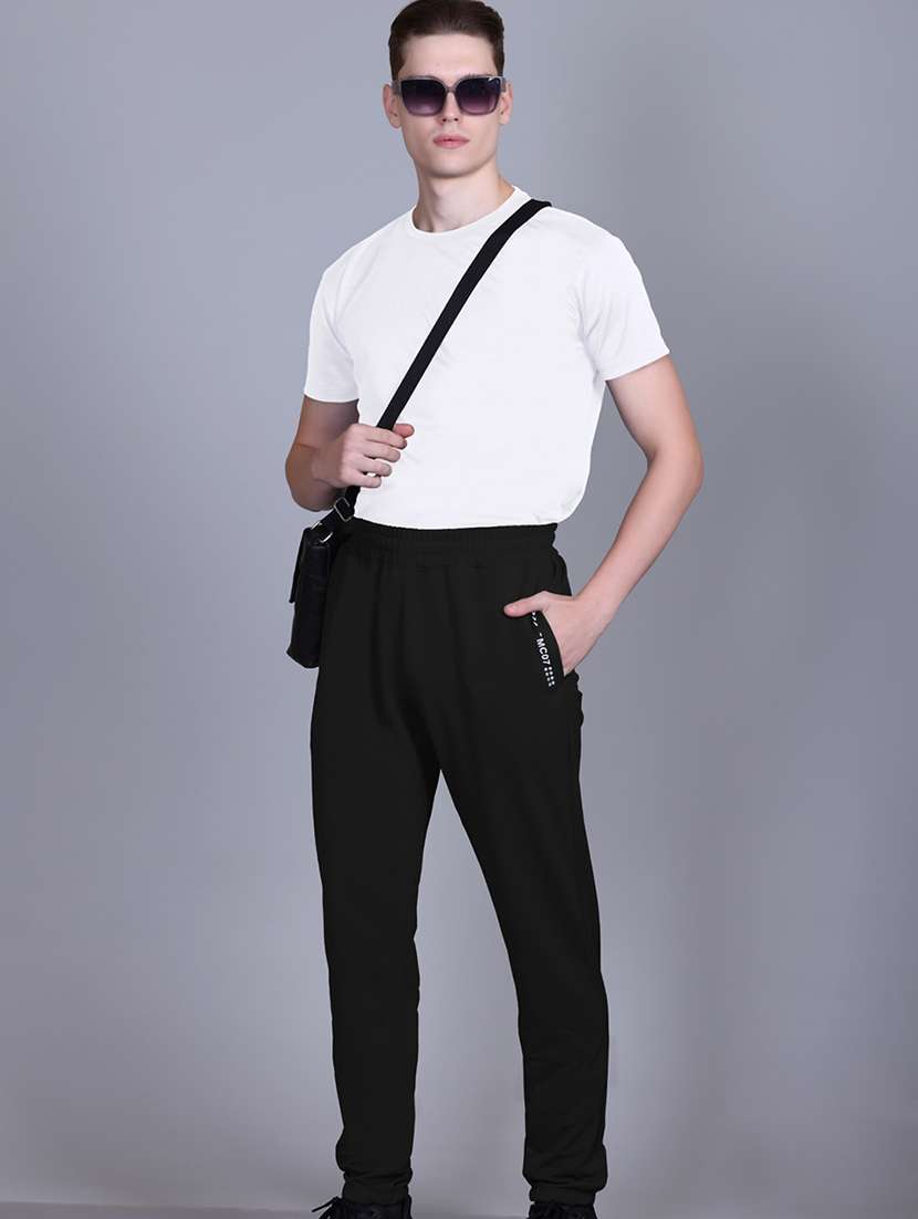 men solid mid rise full length track pant - 21910174 -  Standard Image - 3
