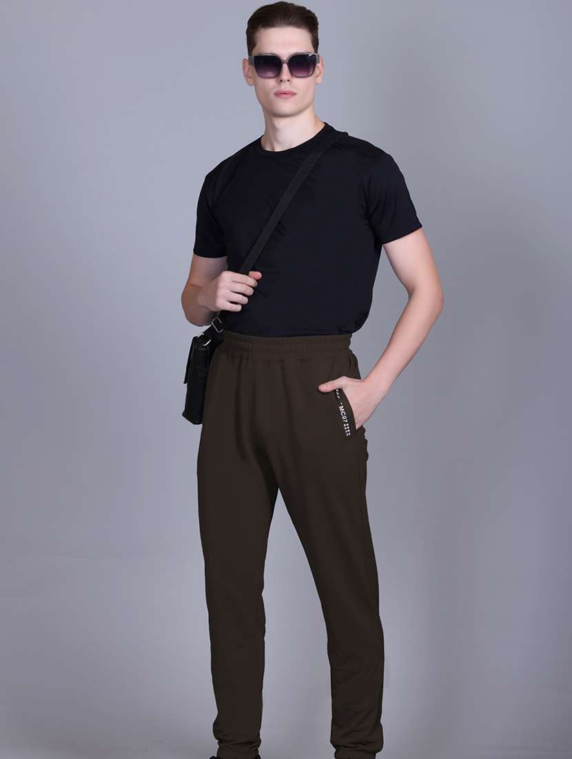 men solid mid rise full length track pant - 21910175 -  Standard Image - 3