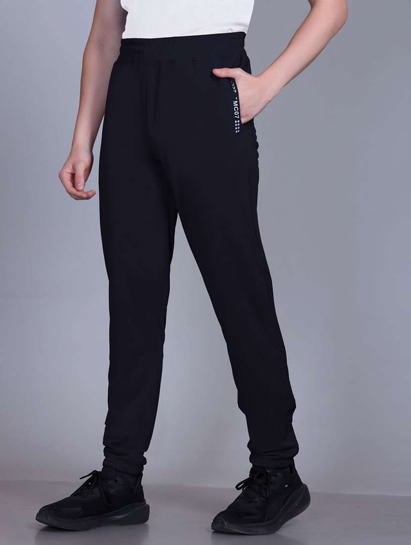 men solid mid rise full length track pant