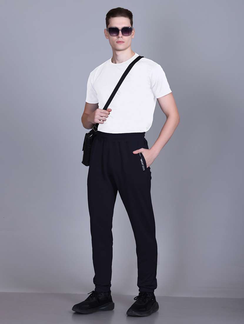 men solid mid rise full length track pant - 21910178 -  Standard Image - 3