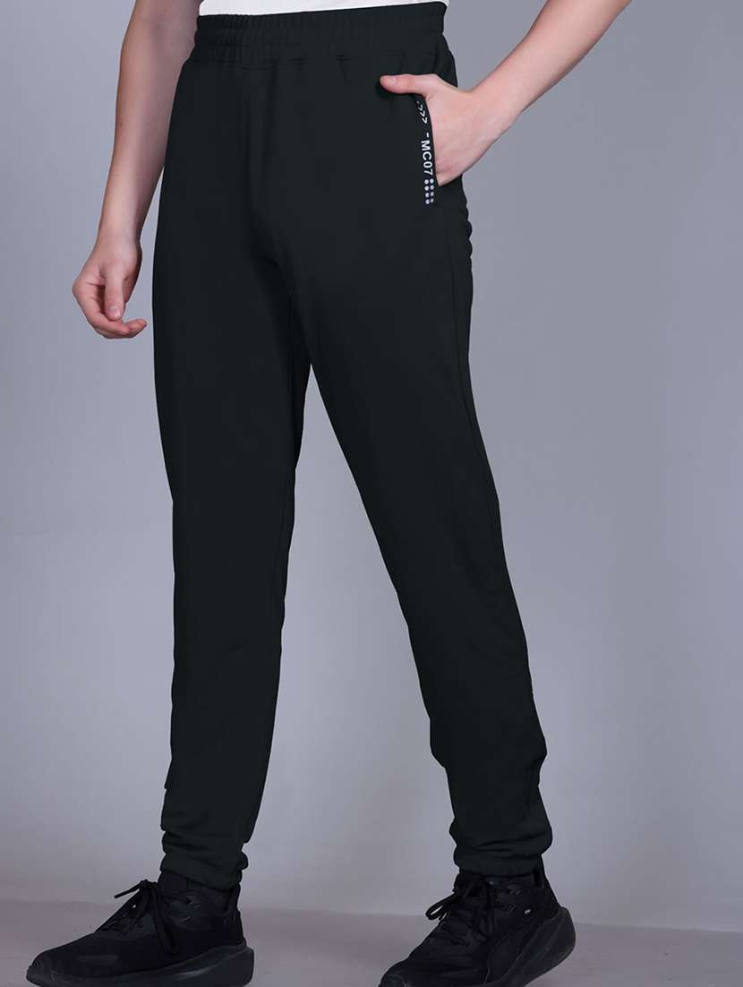 men solid mid rise full length track pant