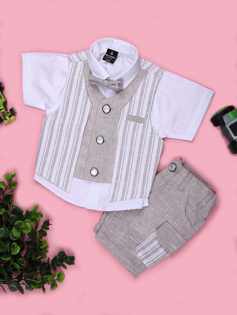 boys striped t-shirt & shorts casual wear set - 21910223 - Zoom Image - 0