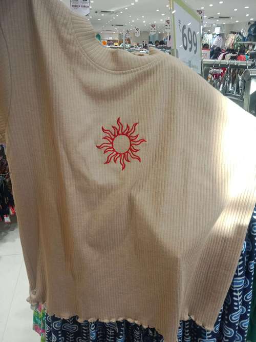khaki poly cotton rib tee - 21910296 -  Standard Image - 0