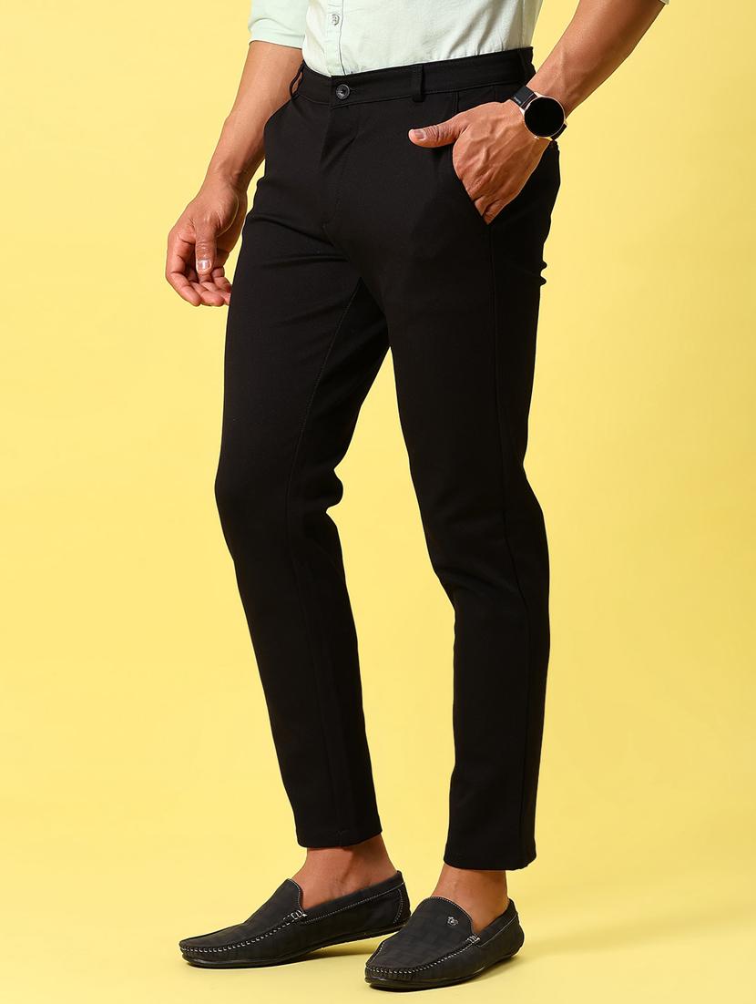men solid md rise flat front casual chinos - 21910300 - Standard Image - 3