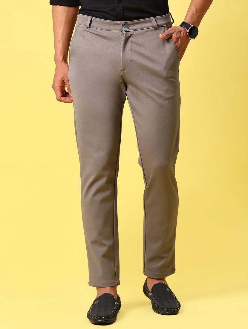 men solid md rise flat front casual chinos - 21910303 - Zoom Image - 0