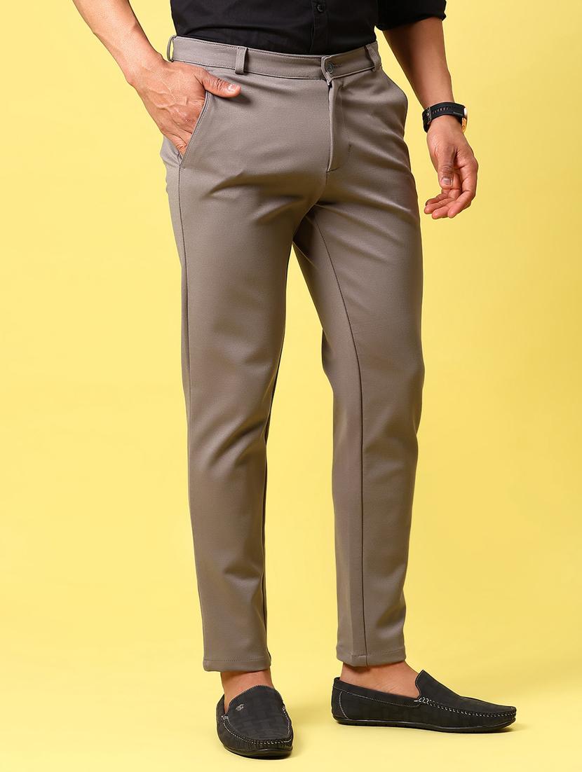 men solid md rise flat front casual chinos - 21910303 - Standard Image - 3