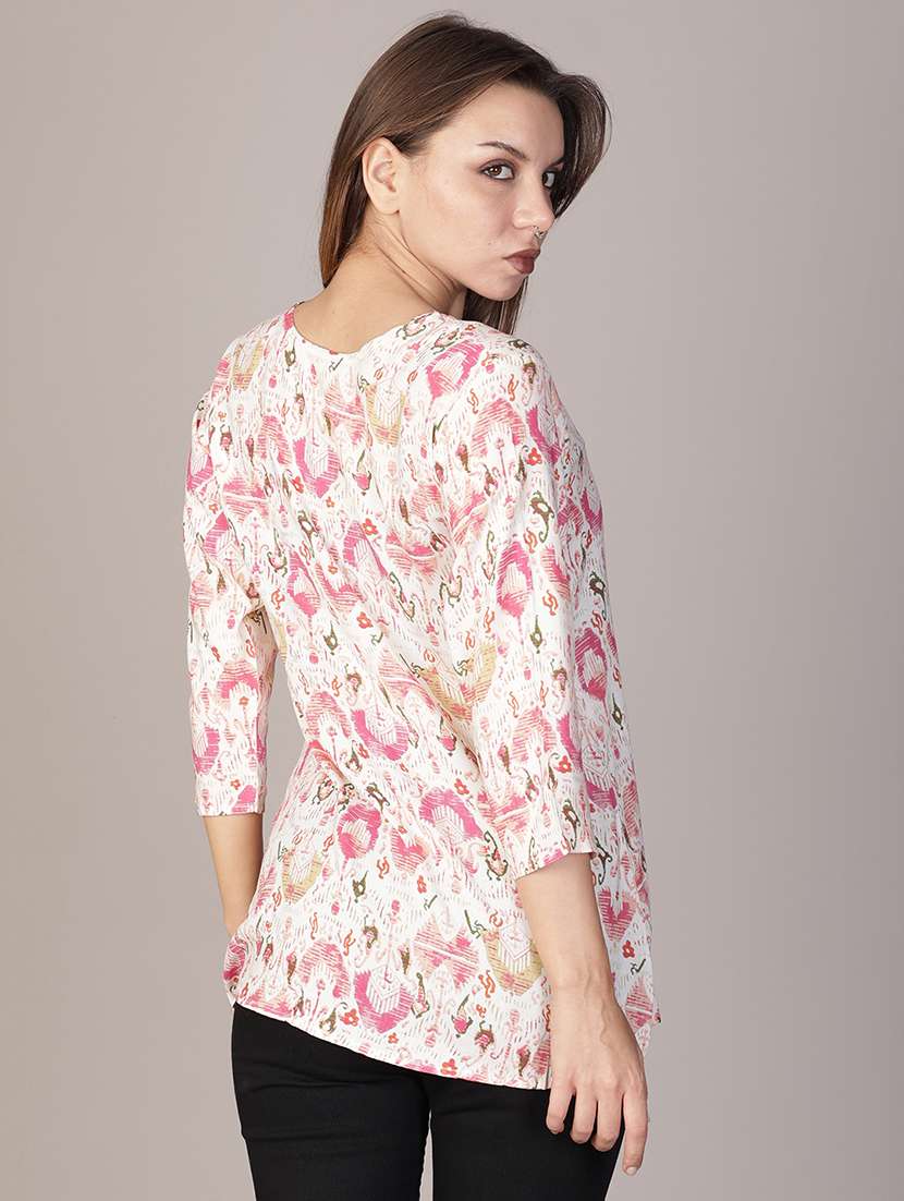 women printed three quarter sleeve kurti - 21910306 -  Standard Image - 3