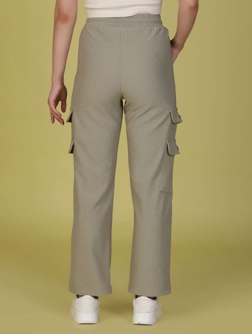 women solid mid rise regular fit cargo - 21910313 -  Standard Image - 3
