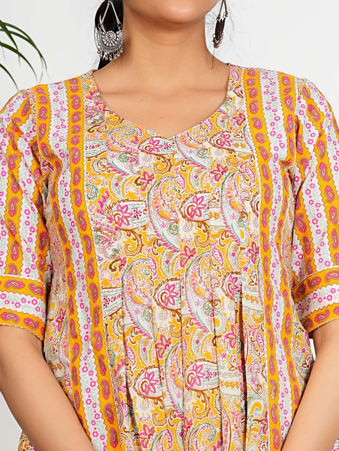 women paisley printed elbow sleeve a-line kurta - 21910400 - Standard Image - 5