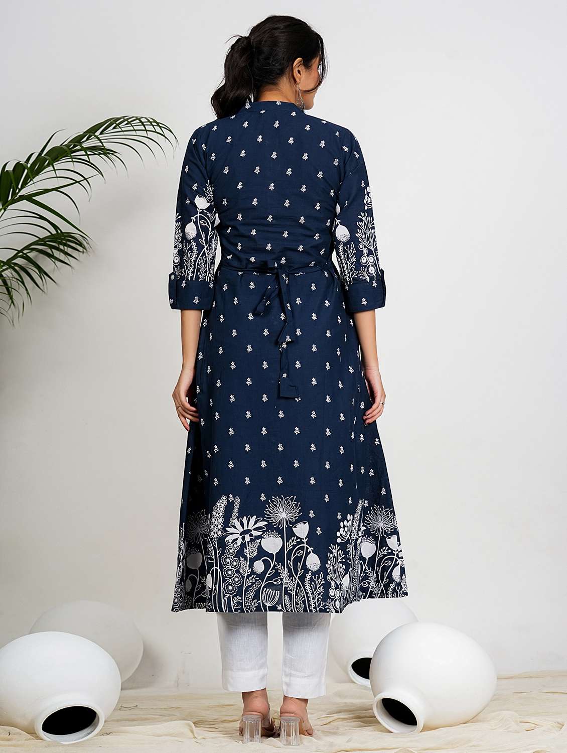 women printed three quarter sleeve a-line kurta - 21910402 -  Standard Image - 3