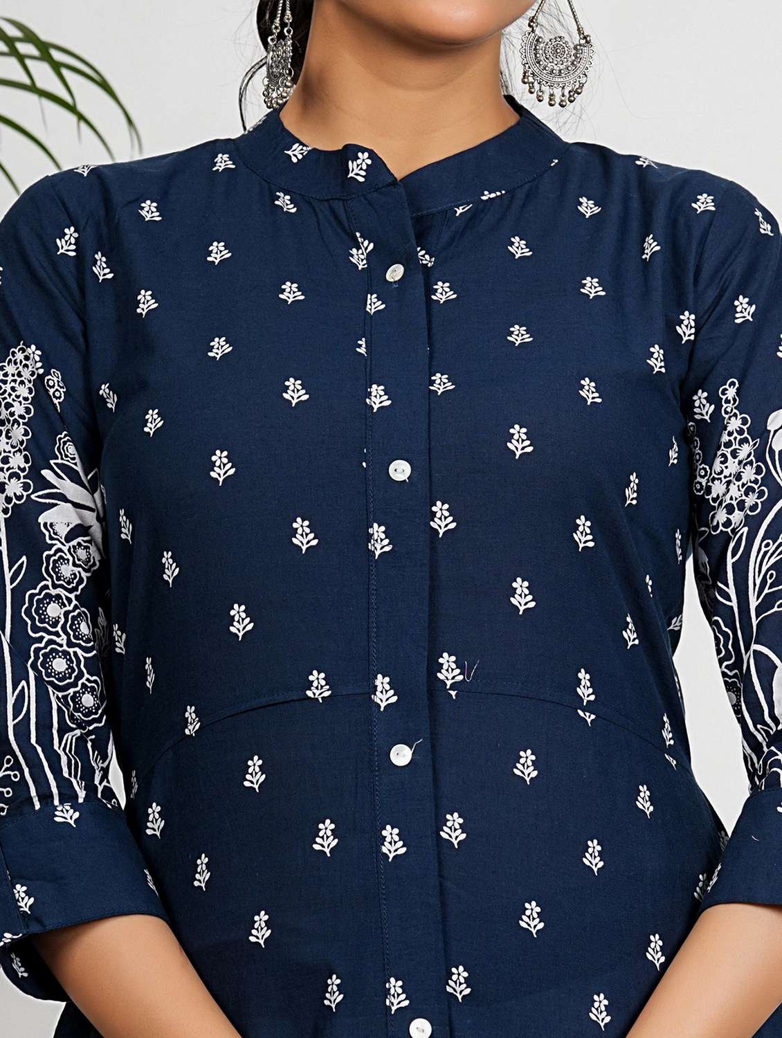 women printed three quarter sleeve a-line kurta - 21910402 -  Standard Image - 5