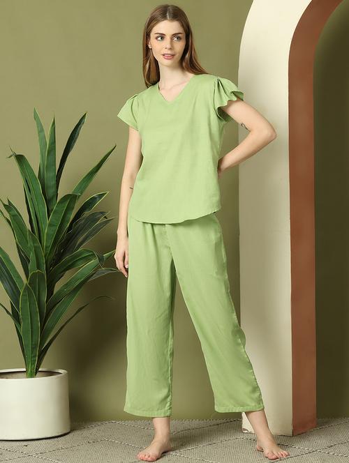 women solid nightwear pyjama set - 21910434 - Standard Image - 0
