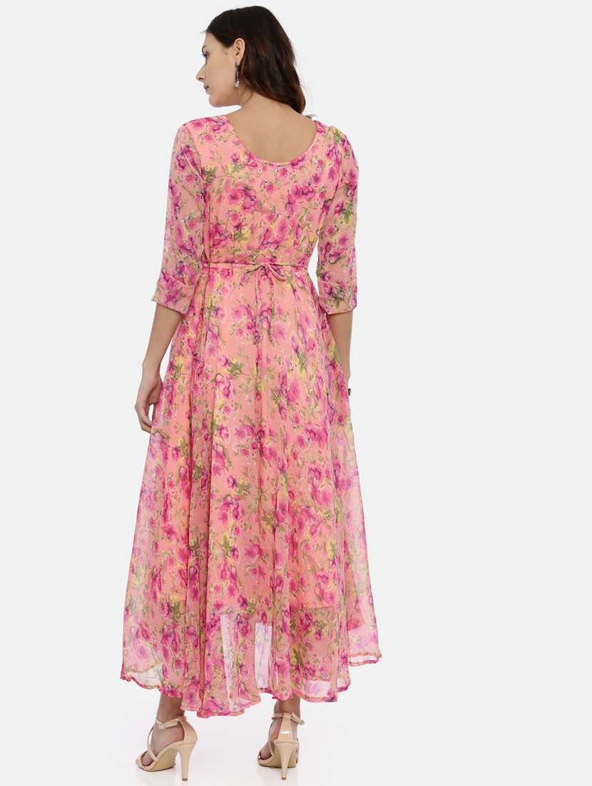 women floral printed round neck fit & flare dress - 21910515 -  Standard Image - 3