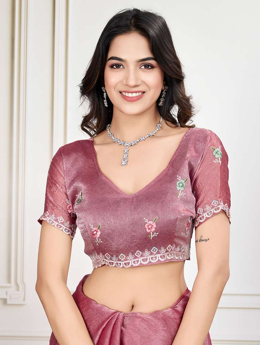 women rosewater embroidered saree with blouse - 21910586 -  Standard Image - 5