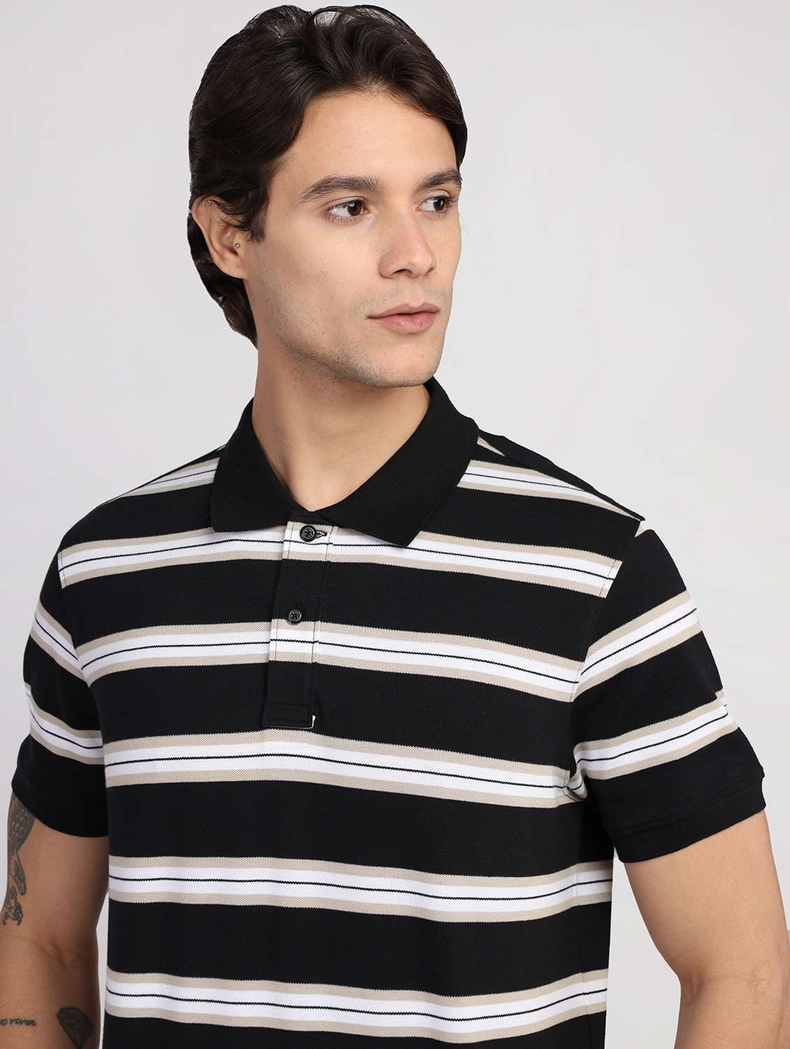 men striped short sleeves regular fit polo t-shirt - 21910629 -  Standard Image - 3