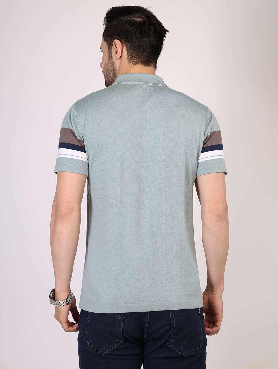 men striped short sleeves regular fit polo t-shirt - 21910639 -  Standard Image - 3