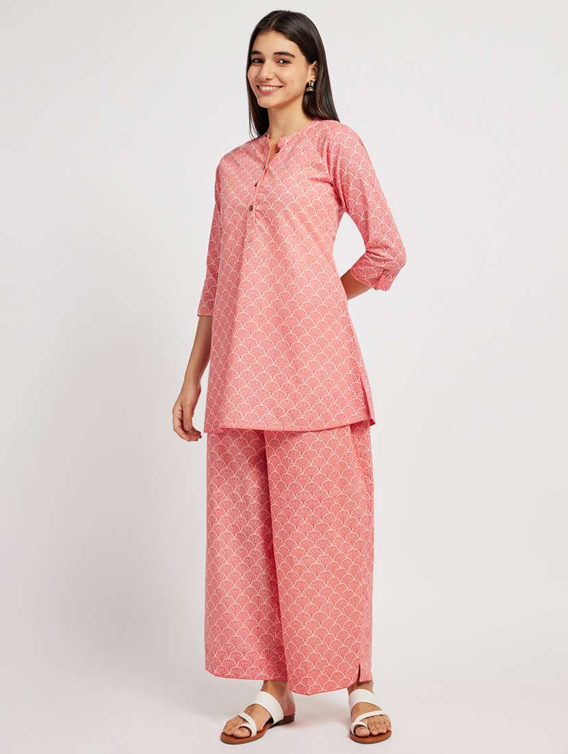 women three quarter sleeve ethnic co ord set