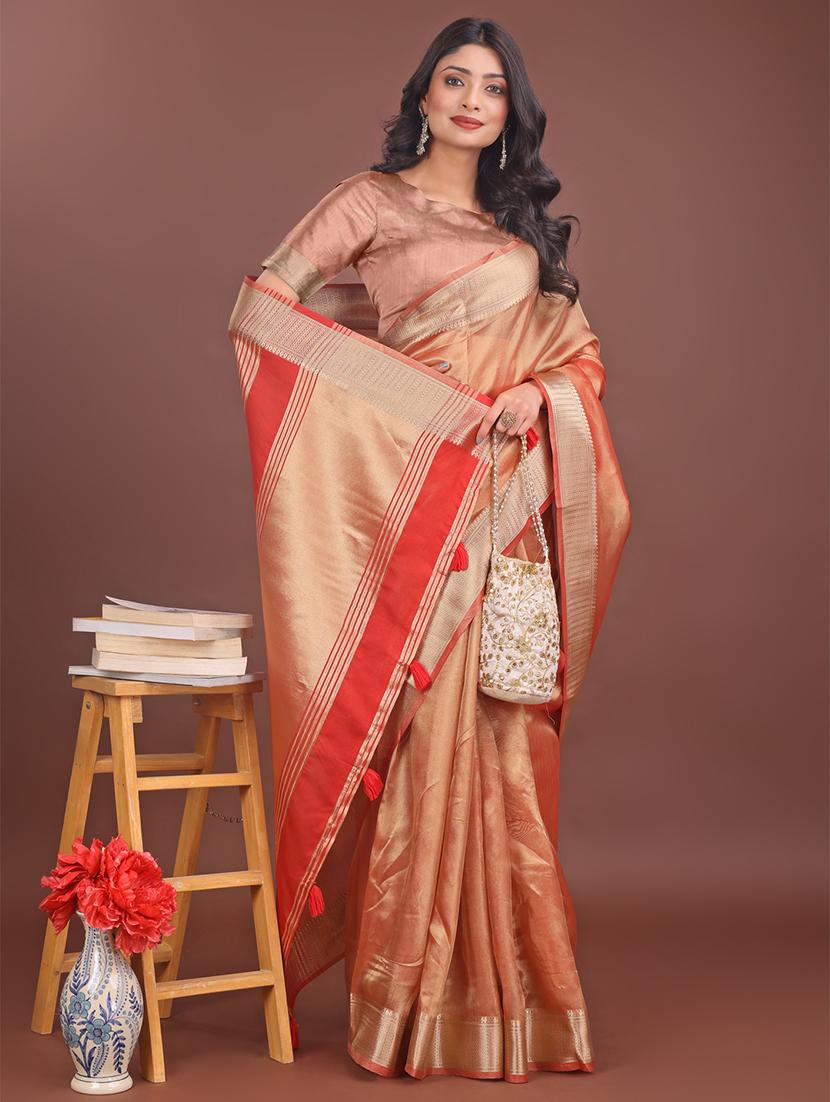 women solid with bordered saree with blouse - 21911511 - Standard Image - 3