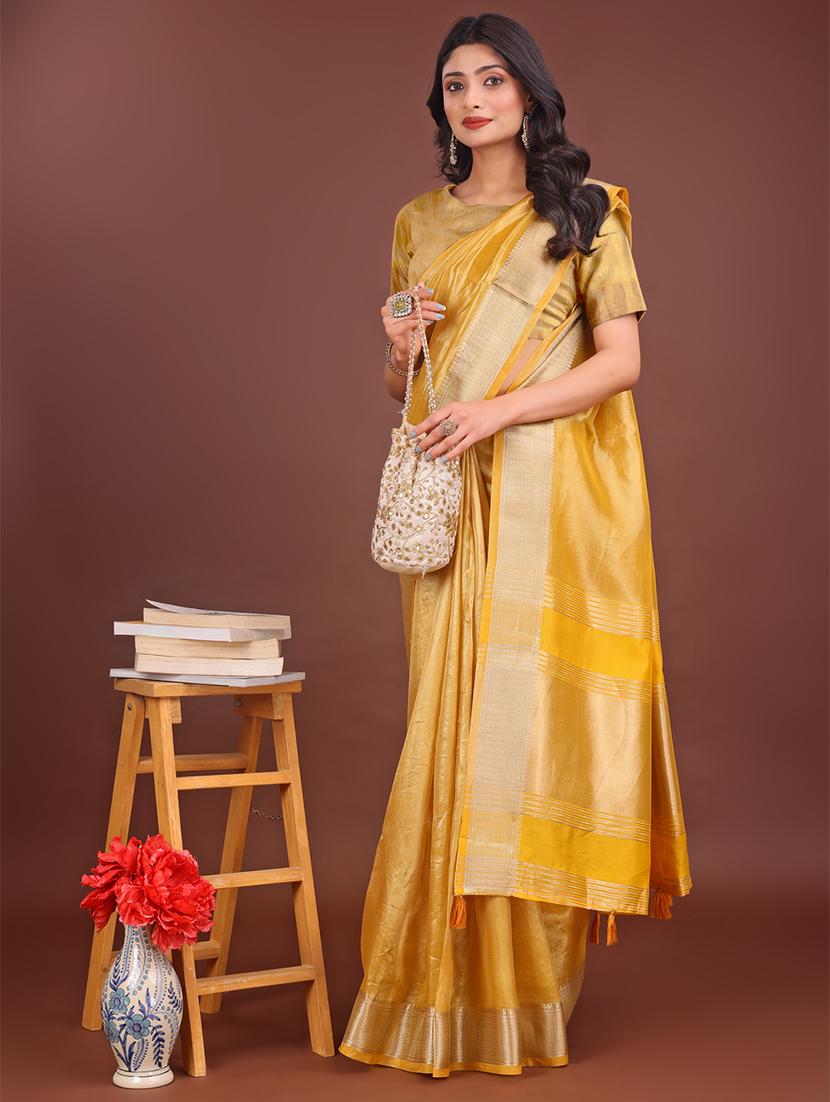 women solid with bordered saree with blouse - 21911512 - Standard Image - 3