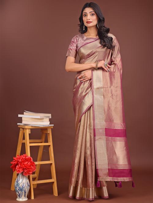women solid with bordered saree with blouse - 21911513 -  Standard Image - 0