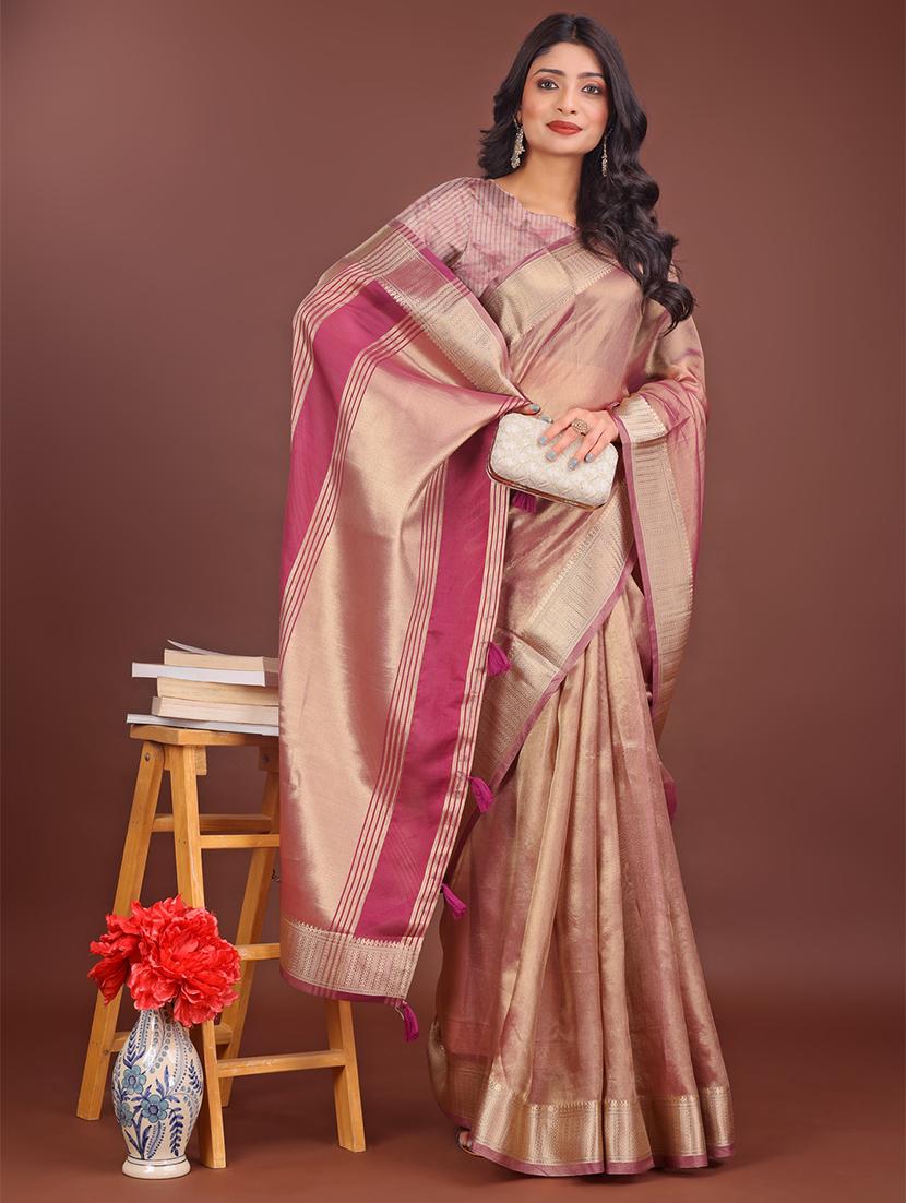 women solid with bordered saree with blouse - 21911513 - Standard Image - 3