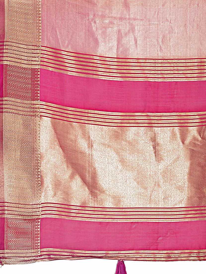 women solid with bordered saree with blouse - 21911513 - Standard Image - 5