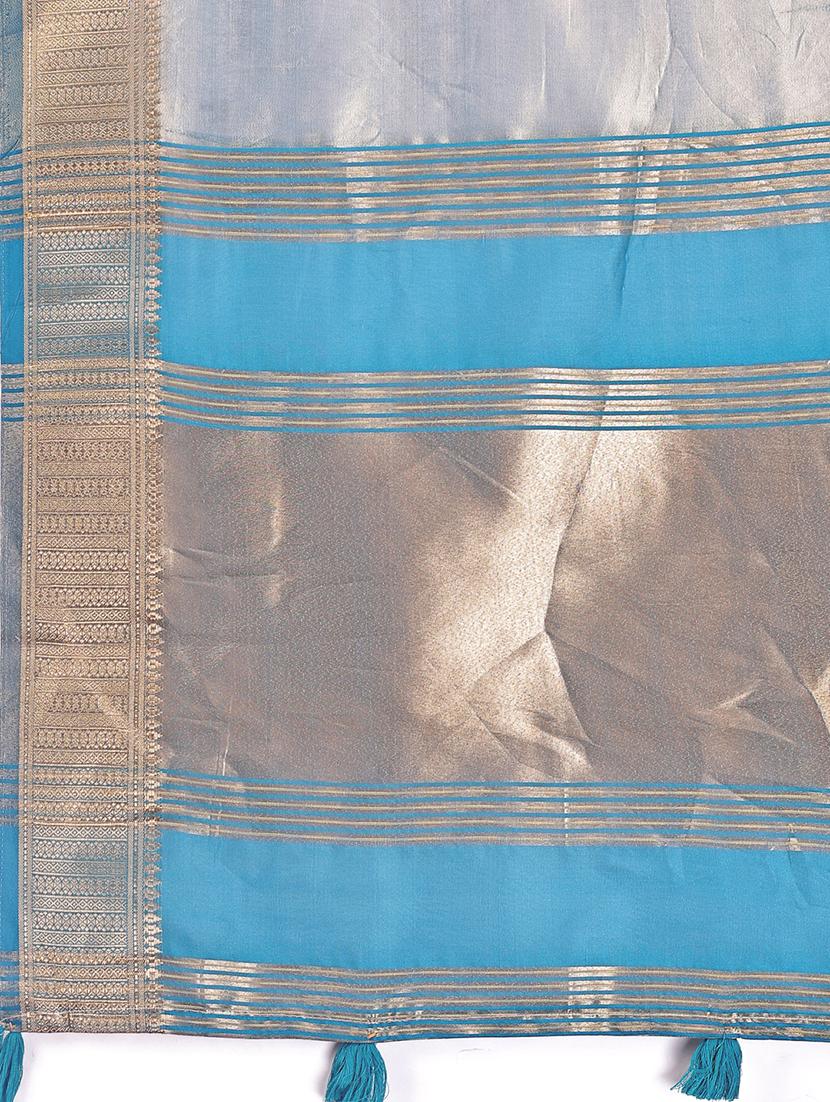 women solid with bordered saree with blouse - 21911514 - Standard Image - 5