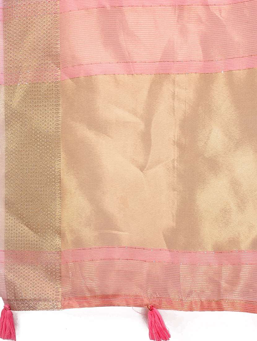 women solid with bordered saree with blouse - 21911521 -  Standard Image - 5