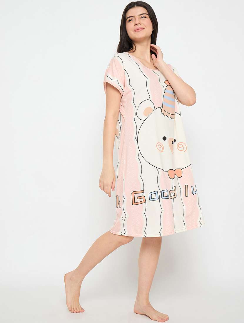 women printed short sleeves sleepshirt - 21911557 -  Standard Image - 3