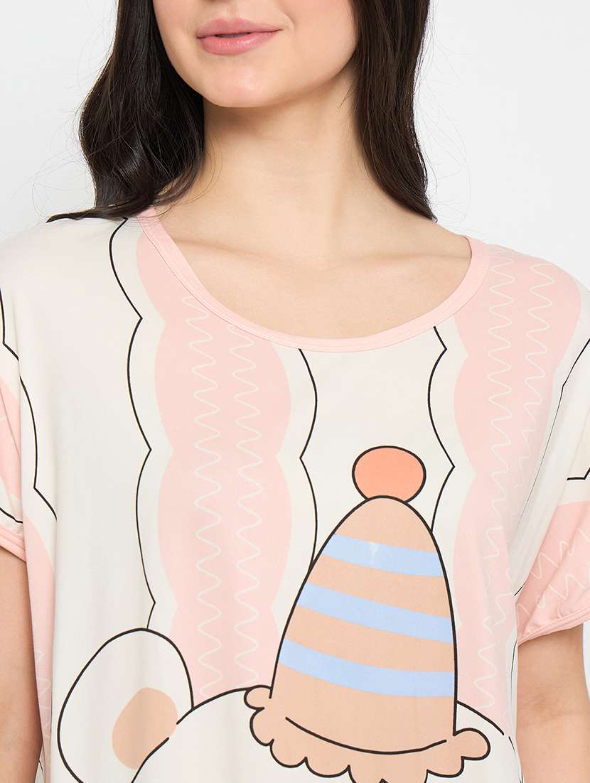 women printed short sleeves sleepshirt - 21911557 -  Standard Image - 5