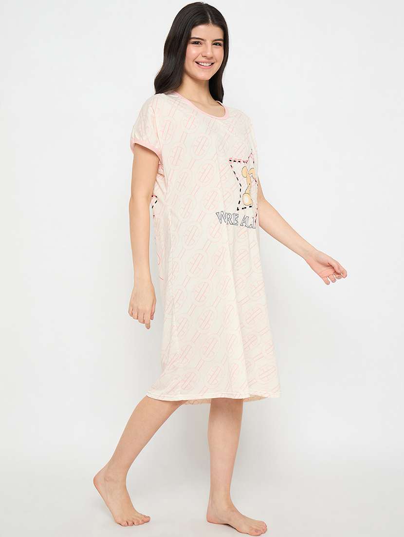women prinyed short sleeves sleepshirt - 21911567 -  Standard Image - 3