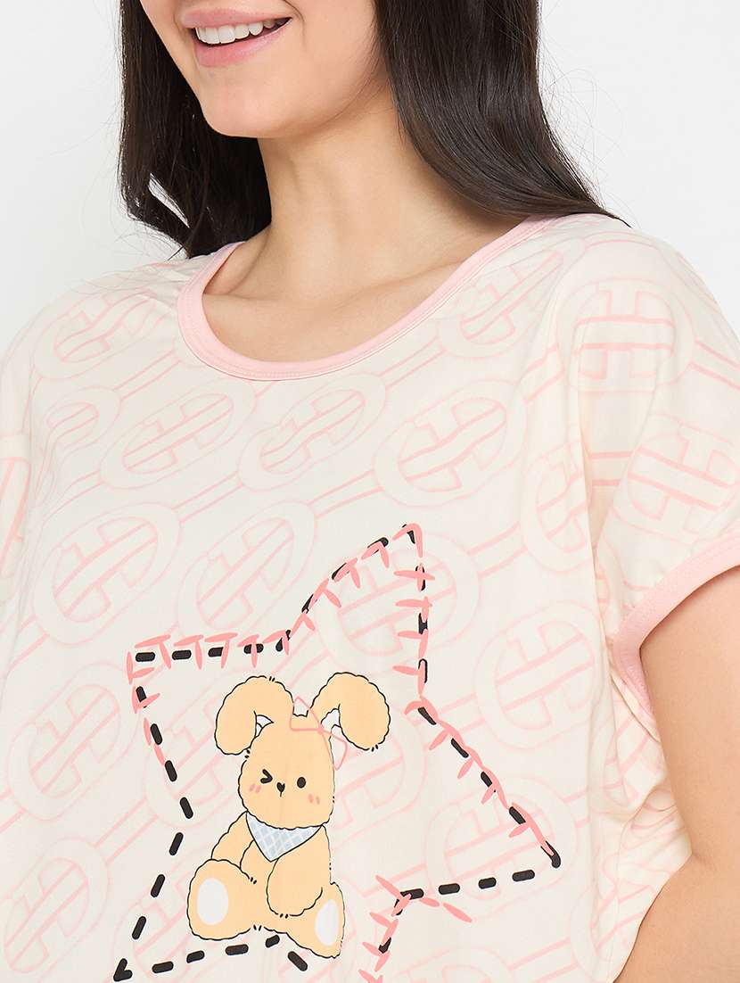 women prinyed short sleeves sleepshirt - 21911567 -  Standard Image - 5