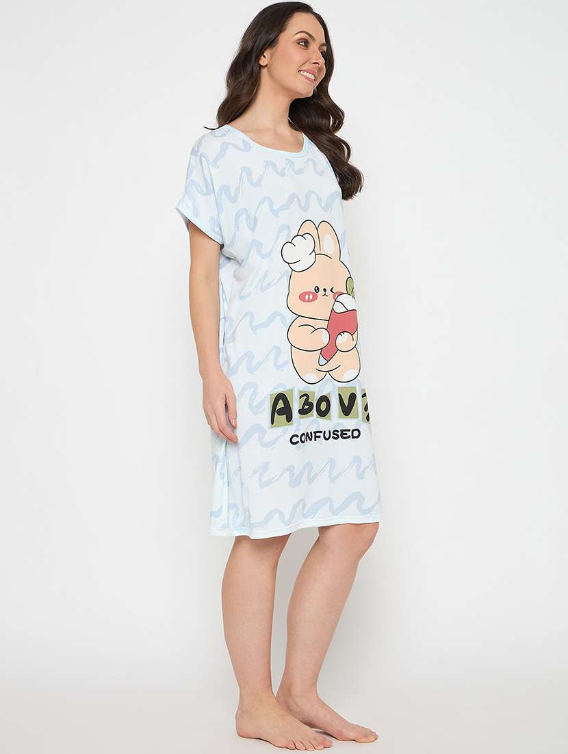 women printed short sleeves sleepshirt - 21911576 - Standard Image - 3