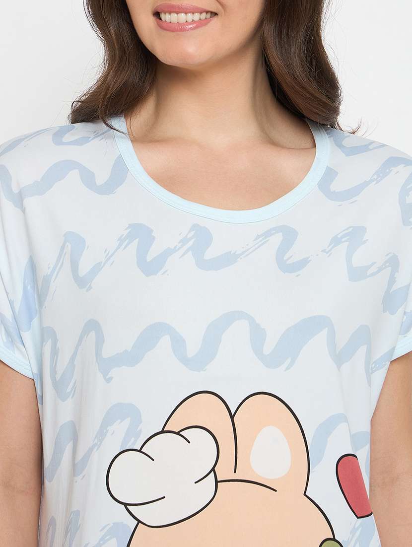 women printed short sleeves sleepshirt - 21911576 - Standard Image - 5