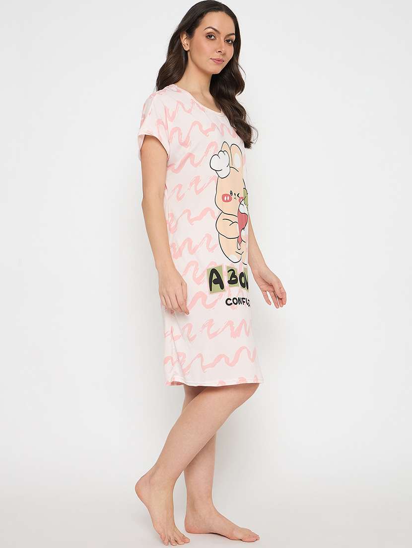 women printed short sleeves sleepshirt - 21911580 -  Standard Image - 3