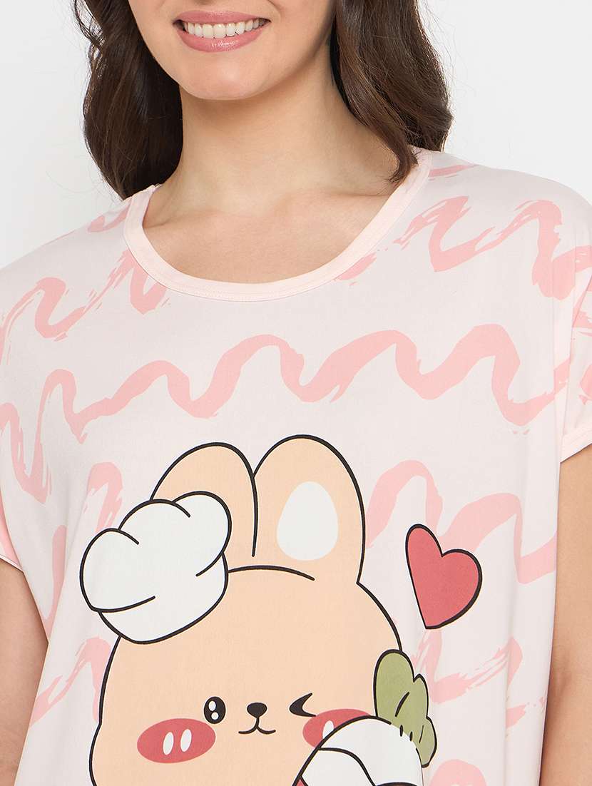 women printed short sleeves sleepshirt - 21911580 -  Standard Image - 5