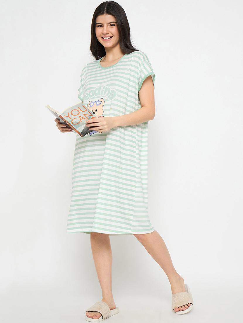 women printed short sleeves sleepshirt - 21911598 -  Zoom Image - 0