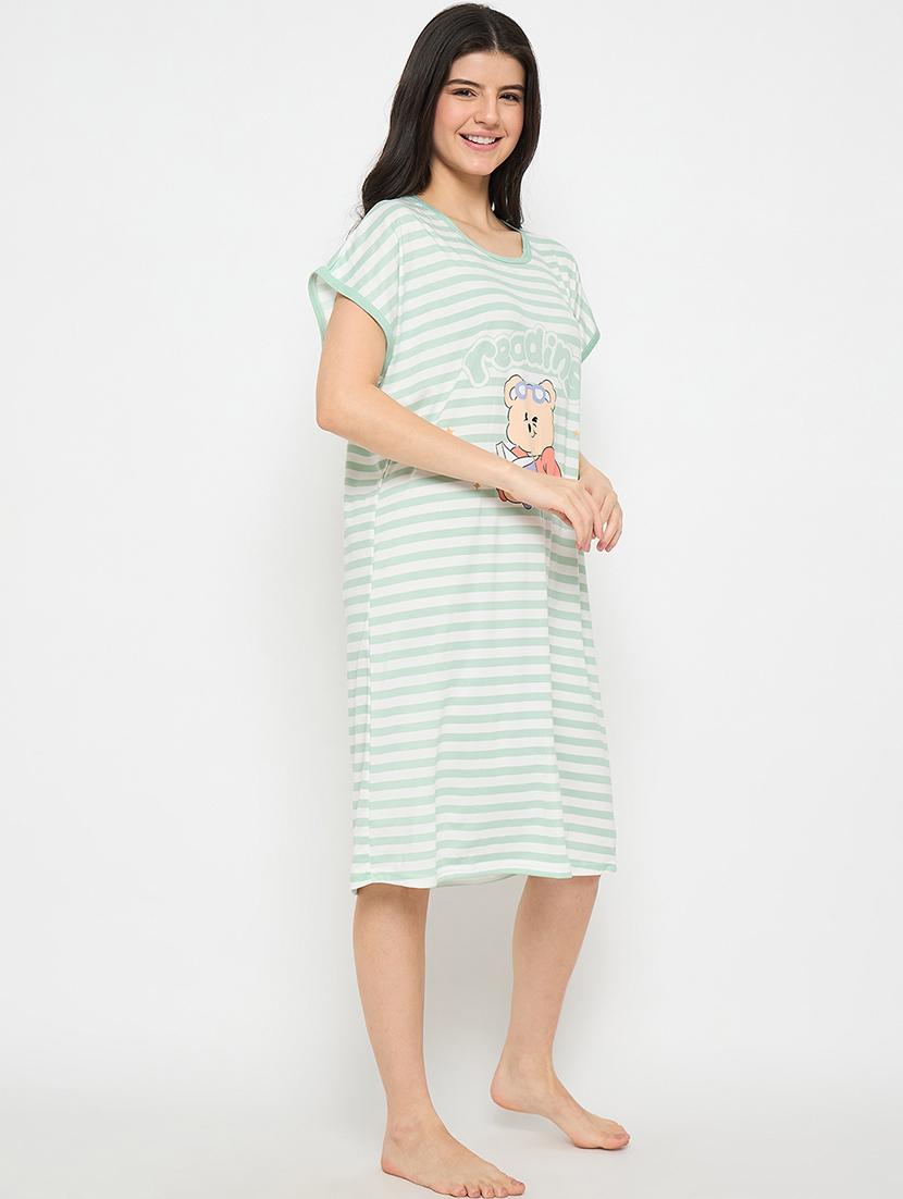 women printed short sleeves sleepshirt - 21911598 - Standard Image - 3