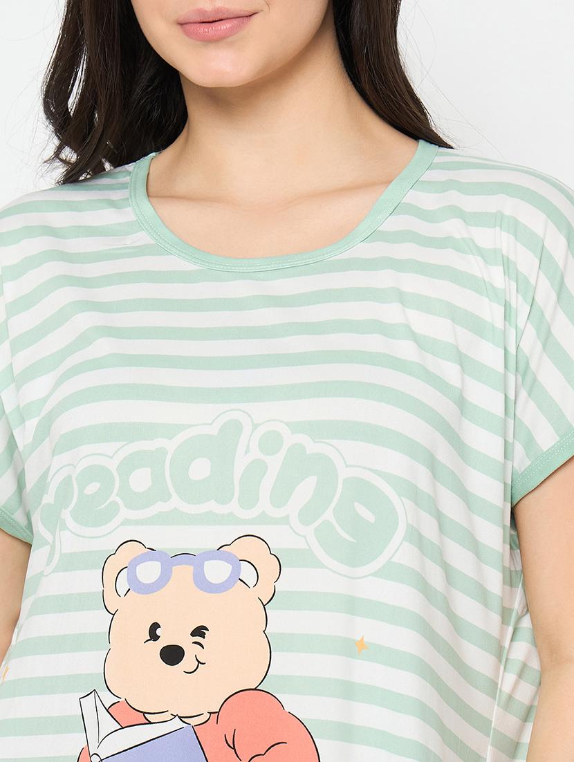women printed short sleeves sleepshirt - 21911598 - Standard Image - 5