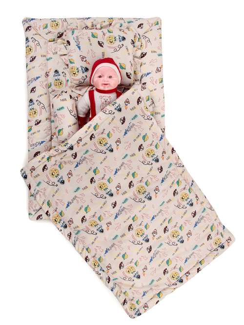 new born baby off white printed bedding fift set
