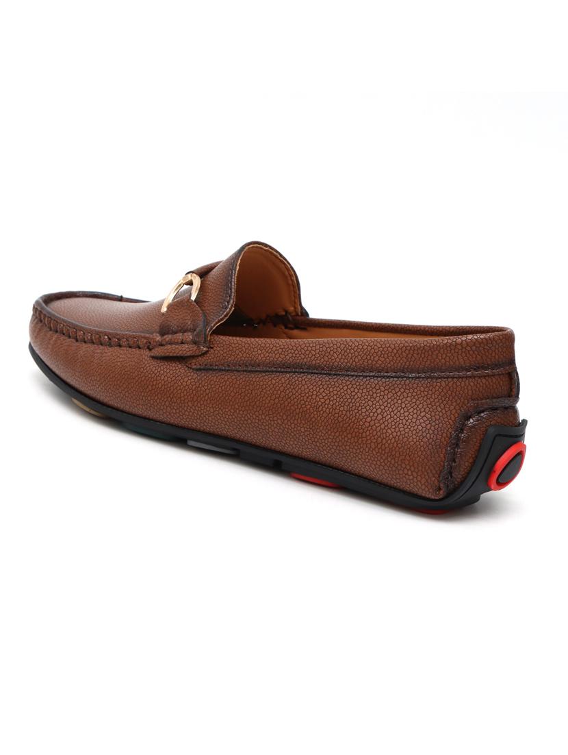 men brown solid slip on horsebit loafer - 21911731 - Standard Image - 5