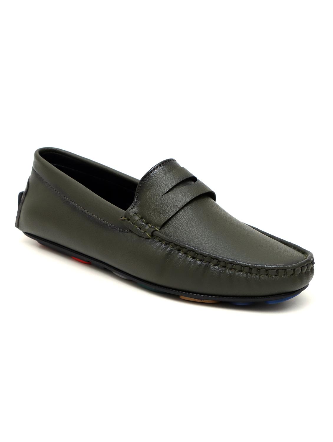 men olive solid slip on loafer - 21911733 - Standard Image - 3