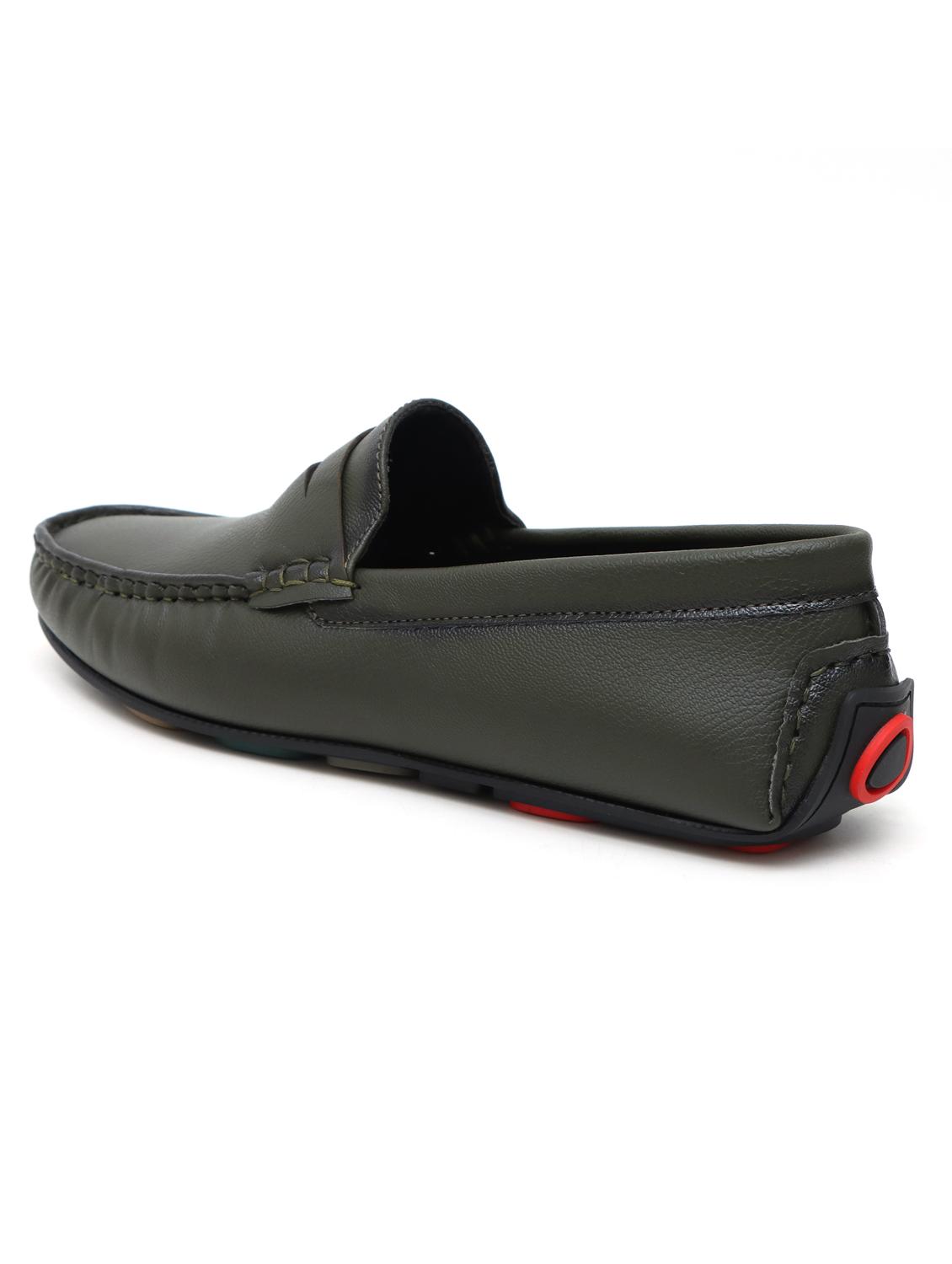 men olive solid slip on loafer - 21911733 - Standard Image - 5