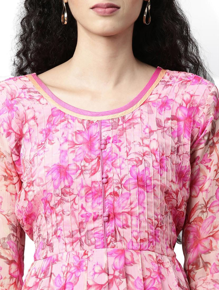 women floral printed round neck tiered dress - 21911785 - Standard Image - 5