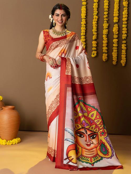 women printed casual wear saree with blouse - 21911818 -  Standard Image - 0
